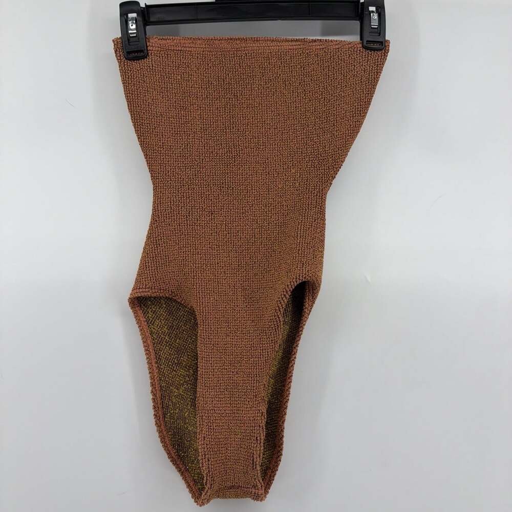 Beach Riot Textured One Piece Swimsuit XS/S Orange Brown Resort Beach Vacation